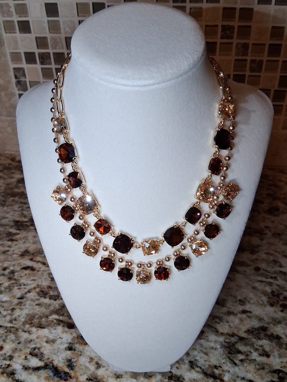 2 Gold-Tone Fashion Necklaces with multi- Tones for FALL 🍁🍂